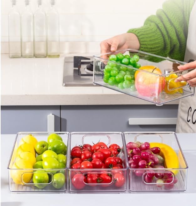 Miniatura 6 de URHELP Juego de 6 organizadores de refrigerador, juego de 6 (3 tamaños), organizador de refrigerador para cocina, despensa, armarios, estantes,