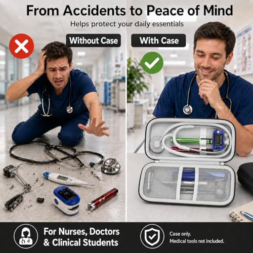 Image of ALKOO Stethoscope Case for 3M Littmann Classic III /Cardiology IV, BlackGrey | for MDF Acoustica Stethoscopes, for Nurses, Doctors, Nursing School Essentials, Students, Clinic, EMS, Travel, Hard Bag Only