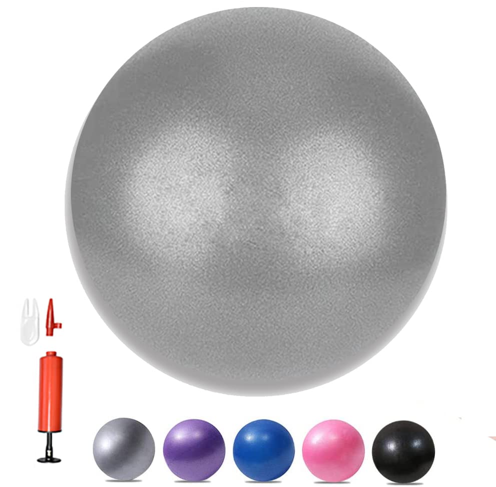 MOMPLUS 6 Inch Exercise Pilates Mini Yoga Balls Barre for Home Stability Squishy Training Physical Therapy Improves Balance Core Strength Comes with Pump(Grey,6 Inch) โ image 1