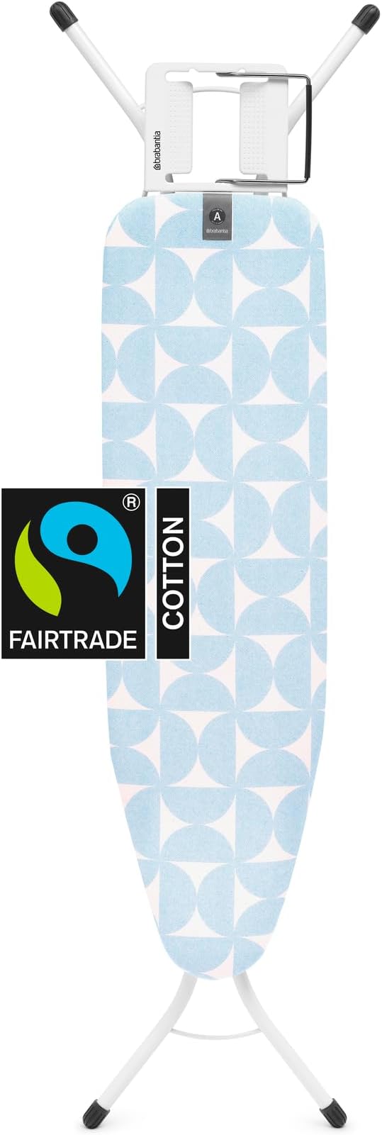 Brabantia - Ironing Board A - with Steam Iron Rest - Compact & Foldable - Adjustable Height - Non-Slip Feet Cotton Cover - Child & Transport Lock - Fresh Breeze - 110 x 30 cm