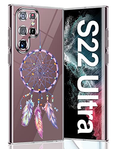 Croazhi Coque de Protection pour Samsung Galaxy S22 Ultra, Transparente Fine Silicone Motif Floral Anti-Jaune Antichoc Protection Etui pour Samsung S22 Ultra 5G Cover