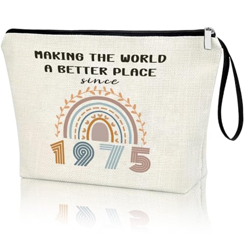 Creakraft 51st Birthday Gifts For Her 1975 Year Theme Makeup Bag 51 Years Old Birthday Decorations Funny Gift Ideas For Women Grandma Mom Wife Sister Aunt Friend Travel Cosmetic Bags For Christmas