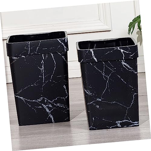 Bote de basura rectangular de plástico color negro miniatura 5
