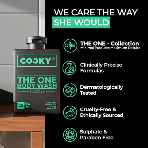 Image of Cocky - The One Body Wash for Men | All-in-One Deep Cleansing, De-Tan, Detox, Anti-Acne | Powered by Witch Hazel, Salicylic Acid & Charcoal | Luxe Fragrance - Woody & Spicy | Sulphate & Paraben Free | 300 ml