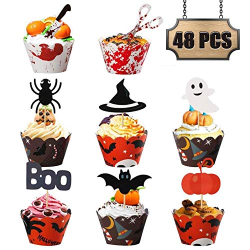 WELLXUNK Decorazioni per Cupcake di Halloween, Cupcake...