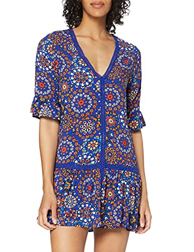 Desigual Top_Java Maillot de Bain-Cover up, Bleu, M Femme