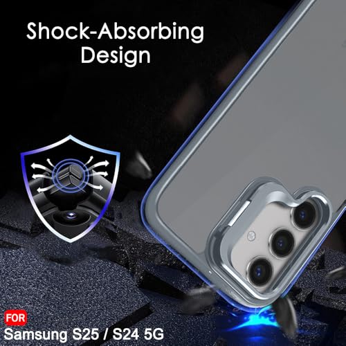 Image of TheGiftKart Hybrid Matte Frosted Back Cover Case for Samsung Galaxy S25 5G / S24 5G | Built-in Stand | Shockproof Hard Back Case Cover for Samsung Galaxy S25 5G / S24 5G (PC & TPU, Translucent Grey)