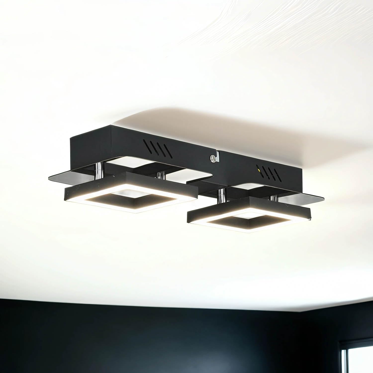 Lampa sufitowa LED metal W: 28 cm mały czarny chrom 4200 K 600 lm neutralny biały łazienka lampa sufitowa oświetlenie salonu