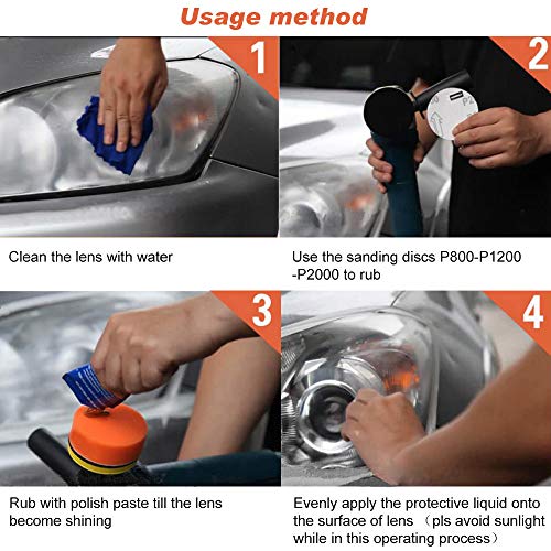 Mookis Headlight Restoration Kit, Heavy Duty Drill Based with Block Coat,Sand, Refine, and Polish to Restore Cloudy & Dull Headlights