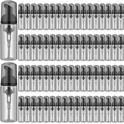 70 Pcs 2 oz Plastic Foam Soap Dispensers Refillable Lash Shampoo Bottles with Pump Mini Eyelash Cleaning Foam Bottle Dispenser for Refillable Travel Cosmetics (Gray)