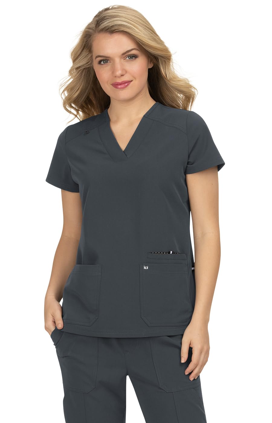 KOI Next Gen 1019 Women's Hustle and Heart Scrub Top Charcoal XS