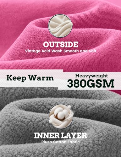 Image of FAIABLE Womens Oversized Acid Wash Hoodie Unisex Heavyweight Fleece Cotton Hoodies Vintage Washed Sweatshirt for Women