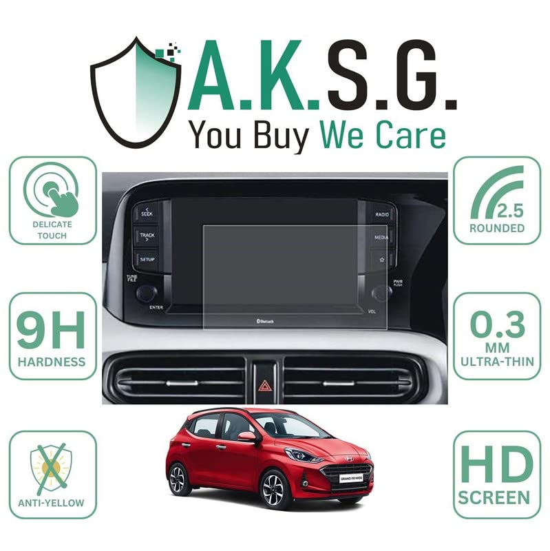 Image of A.K.S.G. 9H Unbreakable Car Infotainment System Screen Protector Compatible With Hyundai Grand i10 Nios 08 Inch [2020-Running] Not a Tempered Glass [Transparent]