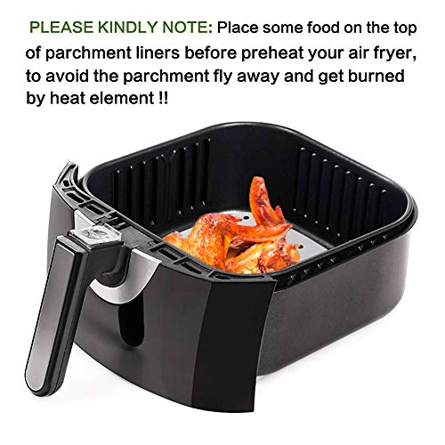 Square Air Fryer Liners, Set of 200, 6.5 Inch Square Air Fryer Parchment Paper/Perforated Parchment Paper for Air Fryer, Steaming Basket and More (5.5/7.5/8.5/9.5inch Available) - Thumbnail 5