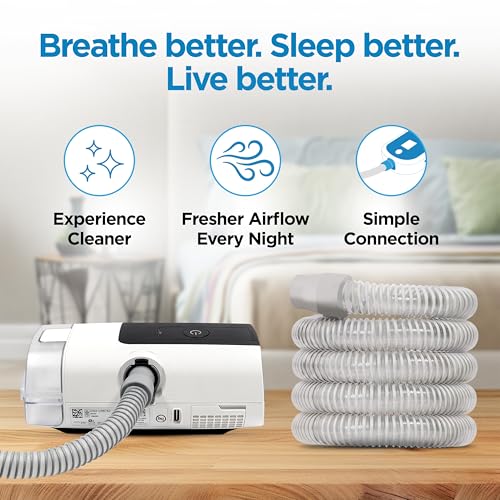 Image of resplabs CPAP Hose | Perfect Fit Replacement Tubing for All CPAP Machines | 6ft Standard 22mm, Gray (Pack of 2)