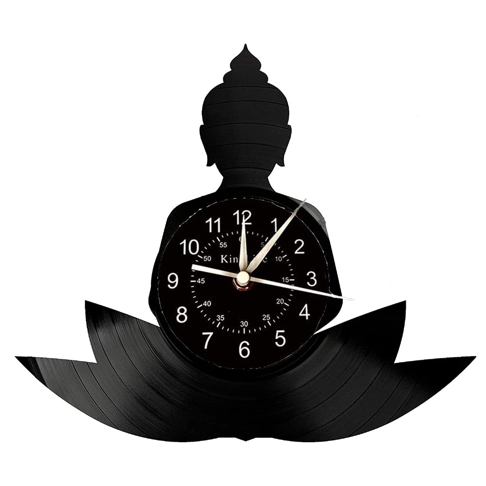 Smotly Black Vinyl Wall Clock, Buddha Pattern, Is A Wall Clock Gift For Safe And Healthy Home Wall Decoration.