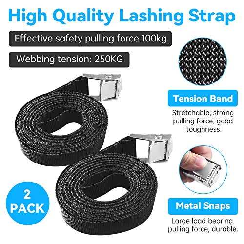 OneNine Pacote com 2 correias de amarração com fivelas ajustáveis, tiras de amarração de 5 m - 2,5 c