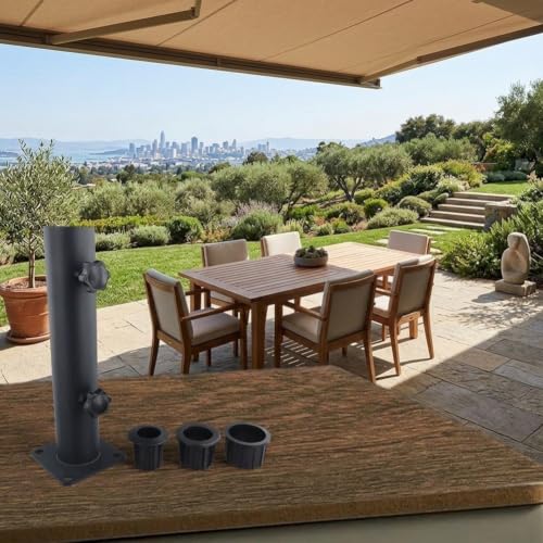 Support de parapluie en acier robuste pour montage extérieur de terrasse