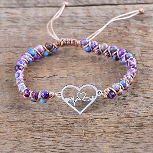 Image of YGLINE Stone Bead Yoga Meditation Bracelet Healing Crystal Double Layer Natural Gemstone Beaded Relax Anxiety Bracelets for Women Men