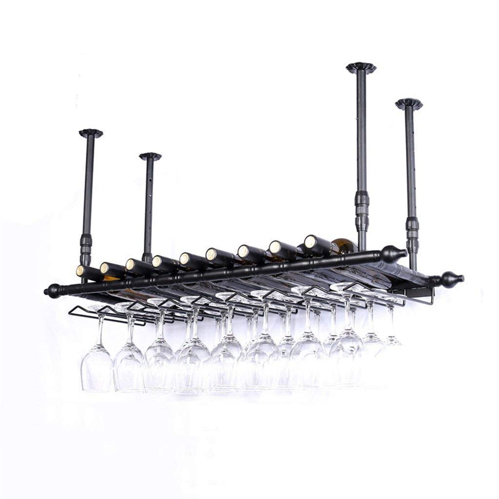 Casier à vin suspendu rétro en métal 100x30 cm pour cuisine