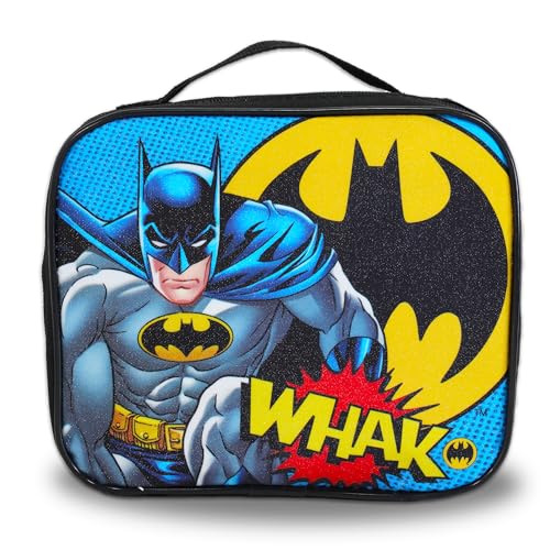 Batman Backpack and Lunch Box Bundle Set ~ Deluxe 16" Batman Backpack for Boys Kids with Insulated Lunch Bag and Stickers (Batman School Supplies)3