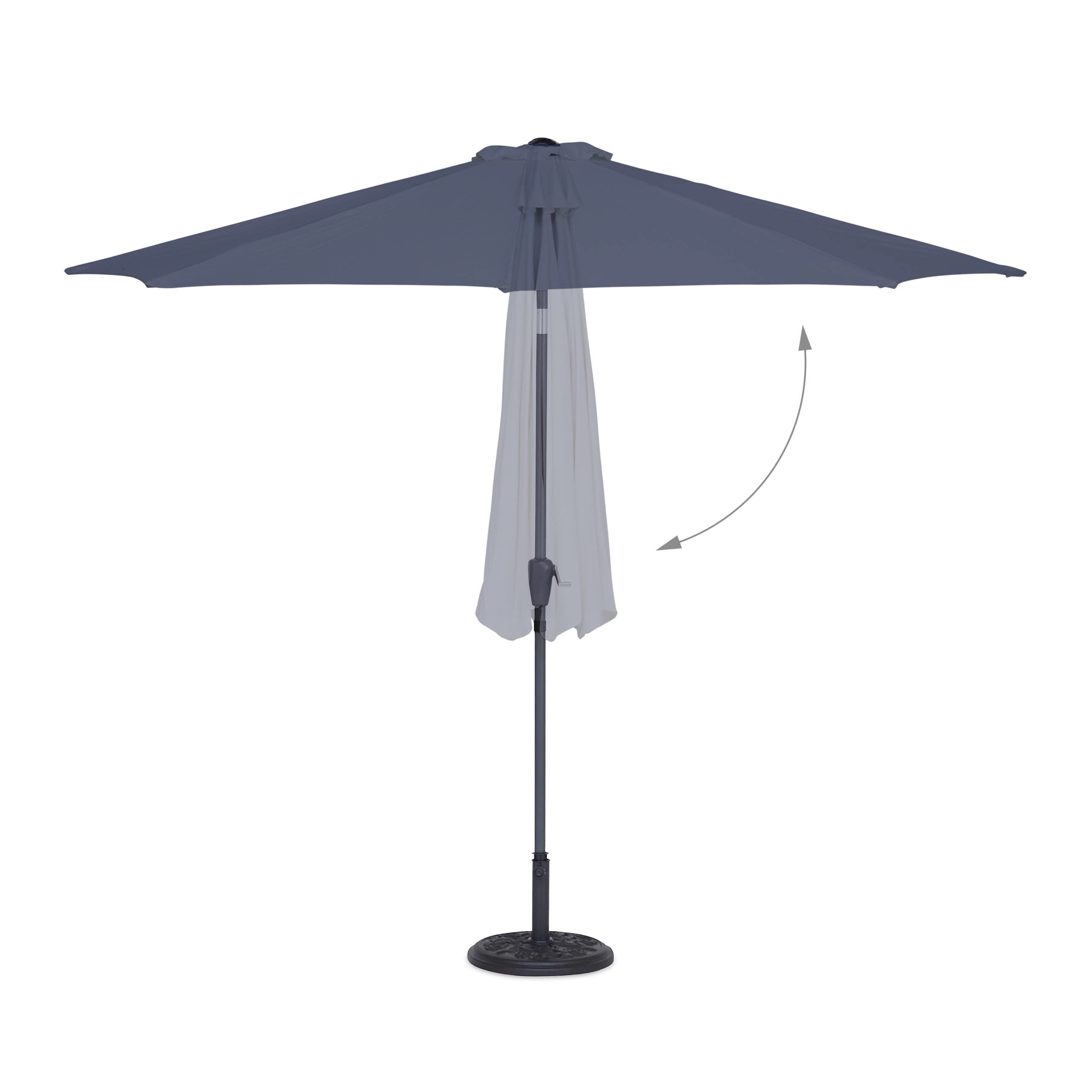 Relaxdays Sonnenschirm, Ø 300 cm, knickbar, mit Kurbel & Schutzhülle, runder Gartenschirm, Balkon, Terrasse, anthrazit