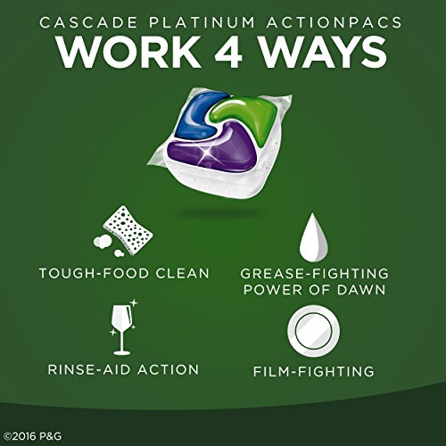 Image of Cascade Platinum ActionPacs Dishwasher Detergent Lemon Scent, 18 ct