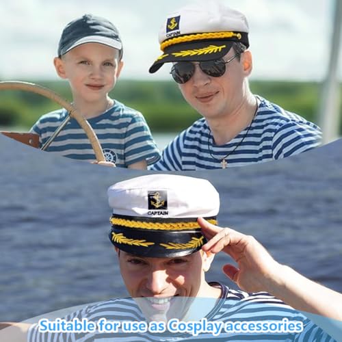 Kapitänsmütze für Erwachsene, Yacht Matrosenmütze, Verstellbare Marine MüTze, Schiff Seemannsmütze Seemann Marine Admiral Kapitänsmütze