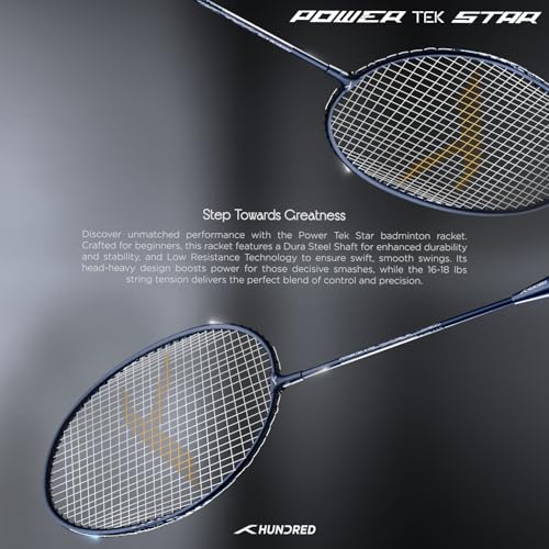 Hundred Powertek Star Set of 2 Strung Badminton Racket with Full Cover (Navy) 6 51AvZ8P50cL