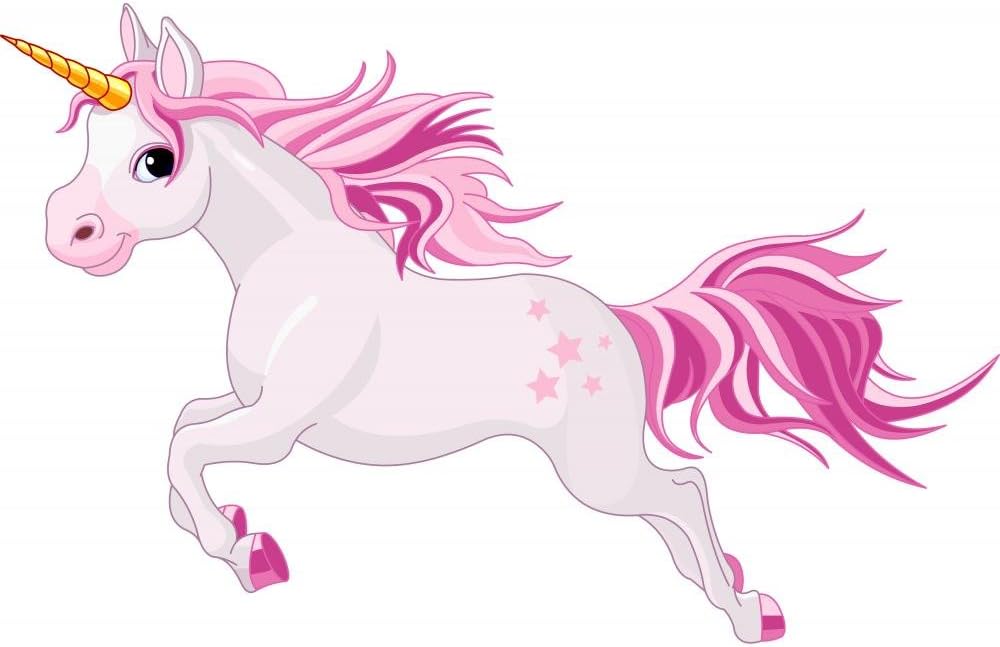 Wallmonkeys Pink Running Starry Unicorn Wall Decal Peel and Stick Decals for Girls (60 in W x 43 in H) WM223613