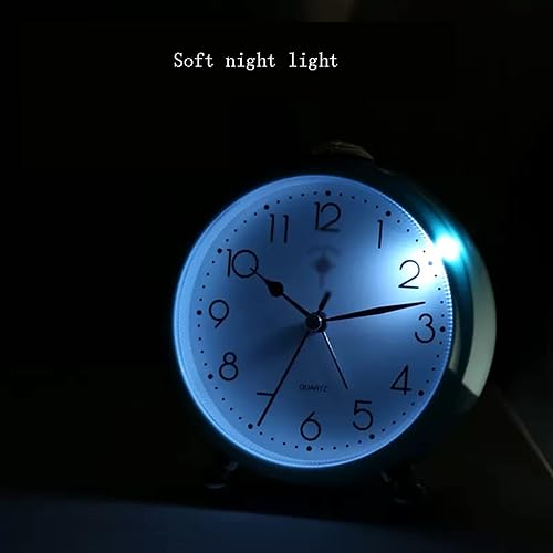 Miniatura 5 de HEXEH Reloj despertador analógico, reloj redondo pequeño súper silencioso sin tictac, funciona con pilas, función de luz nocturna, para dormitorio,