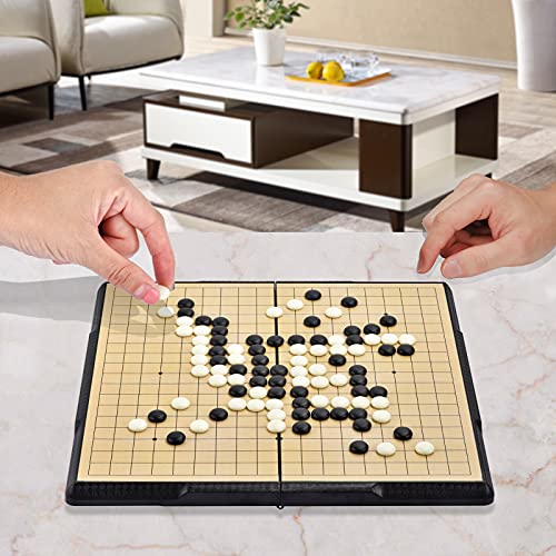 Colorgo 19X19 Go Board Game Set With Large Folding Travel Board (11.3-Inch) And Magnetic Plastic Stones Strategy Weiqi Games #TOP6