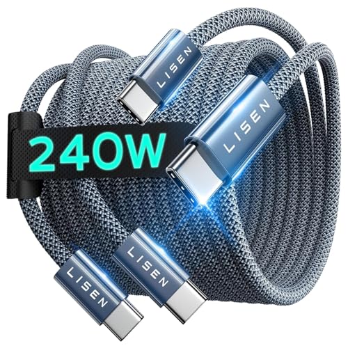 La mejor comparación de Cables para comprar online. 47 LISEN 240W Cable USB C a USB C PD 3.1 48V 5A, 2M 2 Unidades Cable Tipo C Carga Rápida 140W 100W 60W, Compatible con Galaxy S25/S24/S23 Ultra, Macbook Pro, iPhone 16/15 Pro Max,...