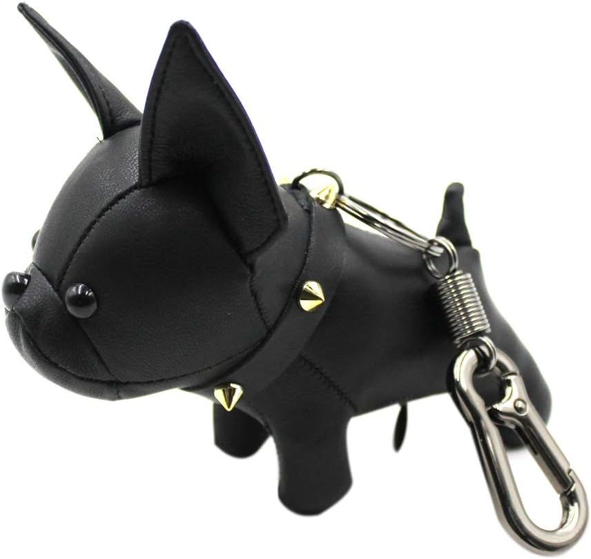 Aibearty Cute French Bulldog Leather Keychain Car Key Ring Pendant Gift Purse Handbag Backpack Charm for Women Kids