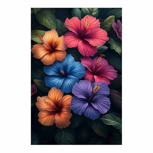 Tableau fleurs pour salon moderne grand format violet TERUEA