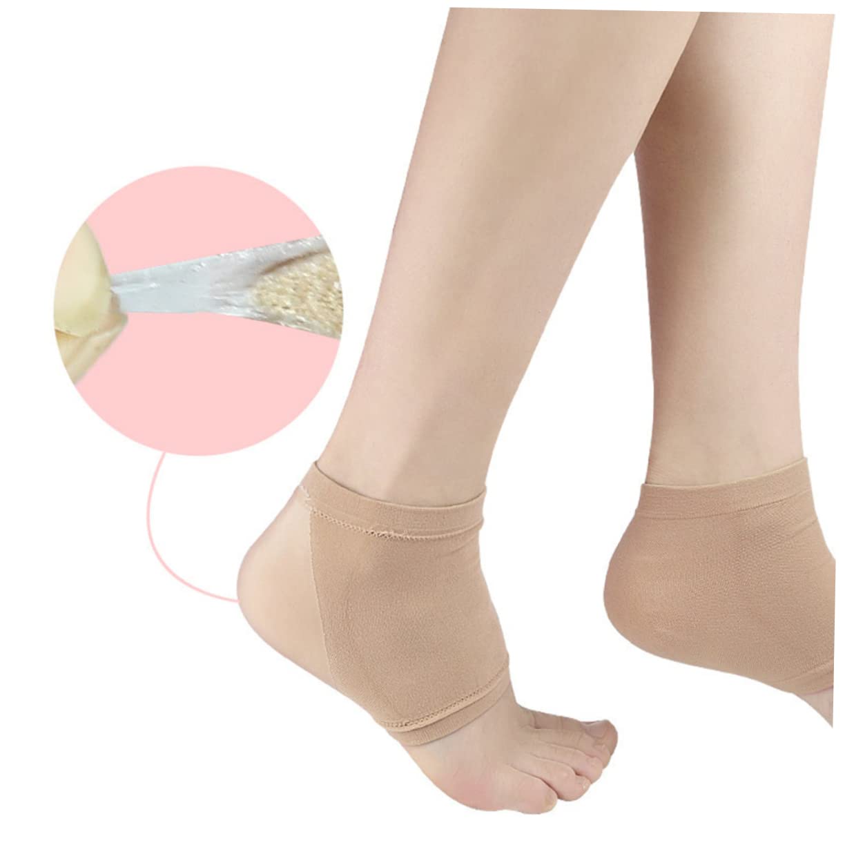 NOLITOY 2 Pairs Moisturizing Gel Heel Socks for Ankle Comfortable Soft Gel Socks Anti-Crack Breathable Heel Protectors