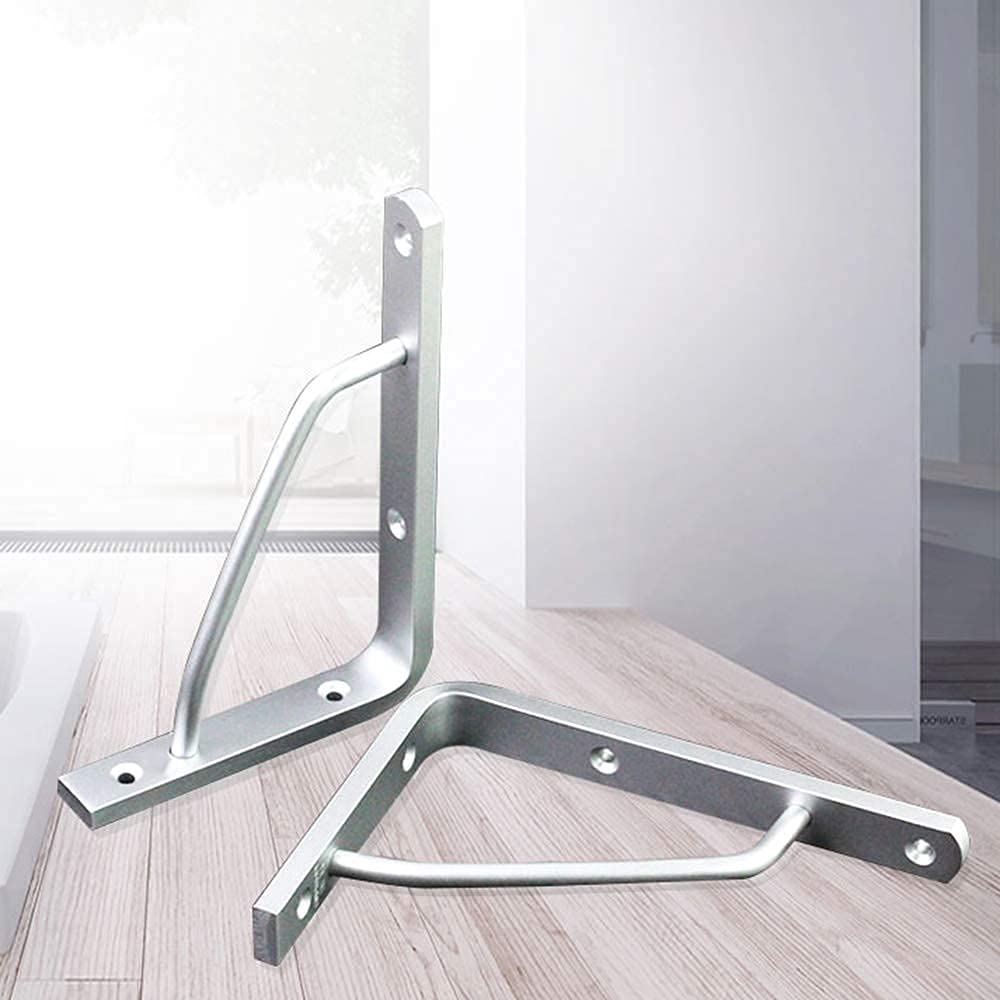 Soporte de estante de aleación de aluminio, soporte de soporte de encimera triangular de metal, 2 piezas, ahorro de espacio, soportes de estantes flotantes de almacenamiento de pared DIY para baño,