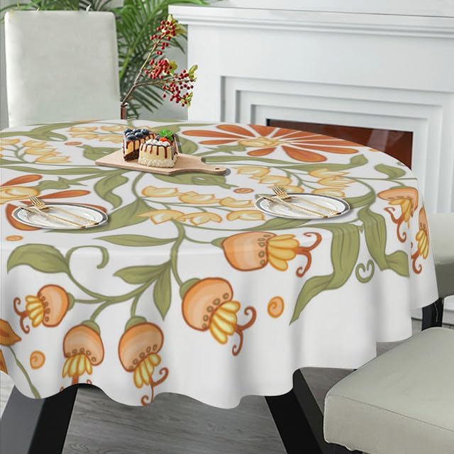 Miniatura 5 de Mantel de tela a prueba de derrames para interiores y exteriores, mantel para mesas redondas, pícnic y patio (flores de fantasía, 60 pulgadas)