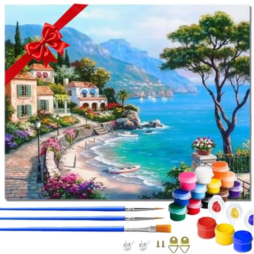 La Mejor Lista de Lienzos enrollados - los más vendidos. 44 OIUBJDA Pintura por Numeros Playa para adultos 40 * 50cm, Lienzo Enrollado Sin Arrugas para Adultos, Pintura de decoración del hogar DIY ,Kit con pintura acrílica, Regalo de...