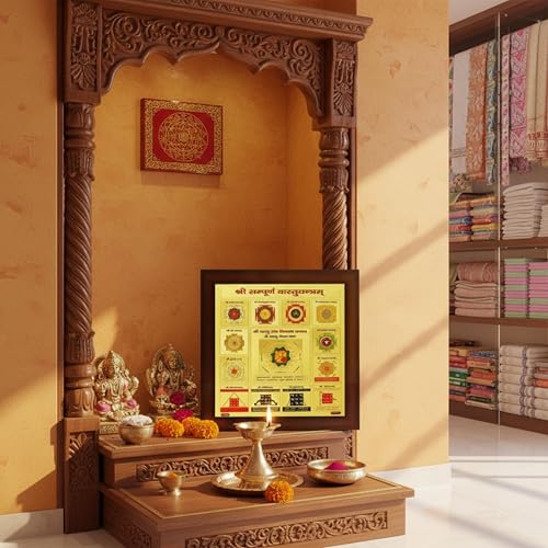 Image of Shri Shree sampurna vastu dosh nivaran Yantra for Health Wealth and Prosperity (Brown, 11 X 11 Inches)