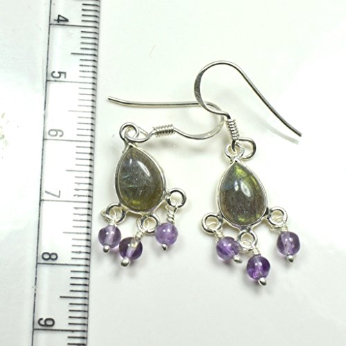 Pendientes de plata de ley 925 y piedra pera natural de 55 ct 4