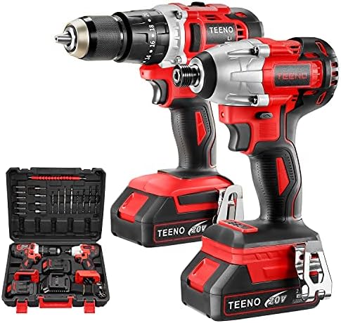 TEENO Caisse a Outil Avec Perceuse Visseuse à Percussion et Visse...