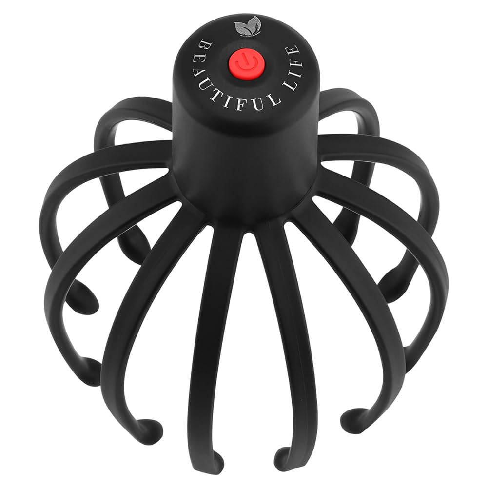 Elektrischer Kopf Massager – 3 Modi 360° Kopfhautmassagegerät, Wiederaufladbarer Kabelloser Kopf Massagegerät mit 12 Massagearmen, Stressabbau & Entspannung, Tragbar & USB Ladefunktion