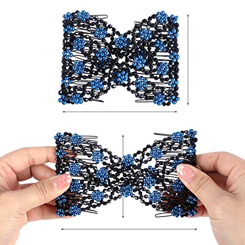 6 Pcs Magic Hair Combs, Youthful Vintage Stretch Beaded Hair Combs Elastic Pearls Hair Clips Bead Hairpins Double Slides Hair Combs For Women Ladies Girls Diy Hair Styling Accessories - Color Random #TOP2