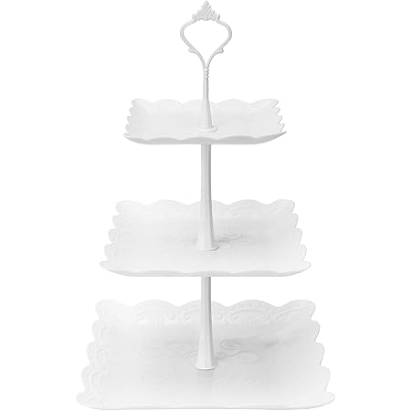 Wutfuooo 3 Pack Tiered Cupcake Stand, Plastic Cupcake Stand Tower, 3 Tier Round Shape Dessert Serving Tray, White Cookie Candy Buffet Stand For Tea Party, Baby Shower, Wedding, Birthday, Christmas