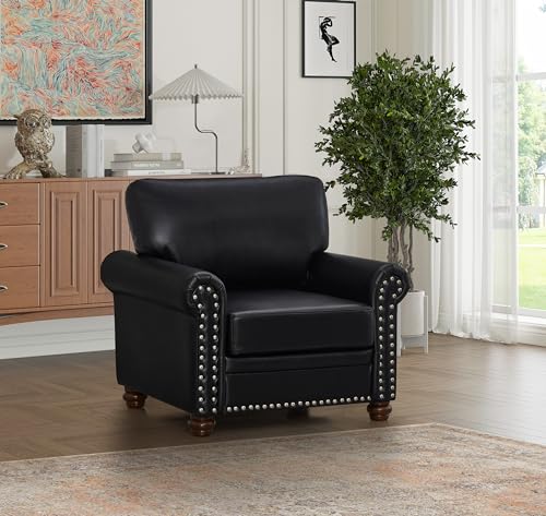 Sillón Contemporáneo Piel Sintética Negro miniatura 1