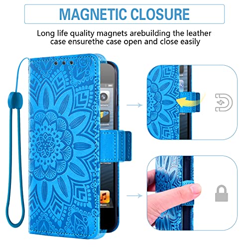 Asuwish Phone Case For Htc U12 Plus With Tempered Glass Screen Protector And Flower Leather Wallet Flip Cover Credit Card Holder Stand Cell Accessories U12+ U 12 + 12+ U12Plus Boys Girl Women Men Blue thumb #3