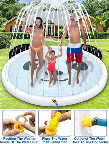 Amenon 71" Extra Large Panda Splash Pad Sprinkler Pool For Kids And Dogs, Inflatable Outdoor Summer Water Toys Play Mat For Ages 4-8 Toddlers Girls Boys Pets Outside Yard Lawn Backyard Games #TOP5