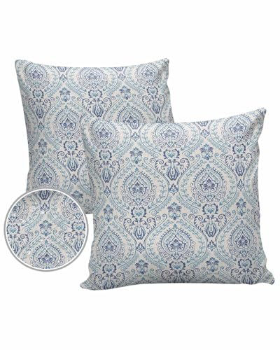 Mandala Floral Outdoor Pillow Covers Waterproof,All Weather Cushion Case Set of 2 Decorative Pillowcases for Sofa Couch Bed Decor Patio Furniture 18