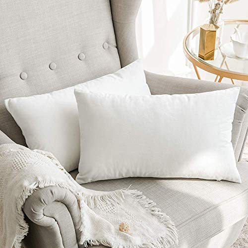 Image of Khooti Velvet Cushion Cover Pack of 1-12 inch x 24 inch / 30 x 61 cm - Pure White - Soft Pillow Covers Cushion Case for Sofa Bedroom Livingroom Chair Car, Cushion Cover